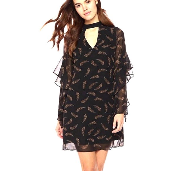 Sam Edelman NWT midi shift dress, choker neckline, bell sleeves, with slip. Sz 6 - Picture 3 of 16